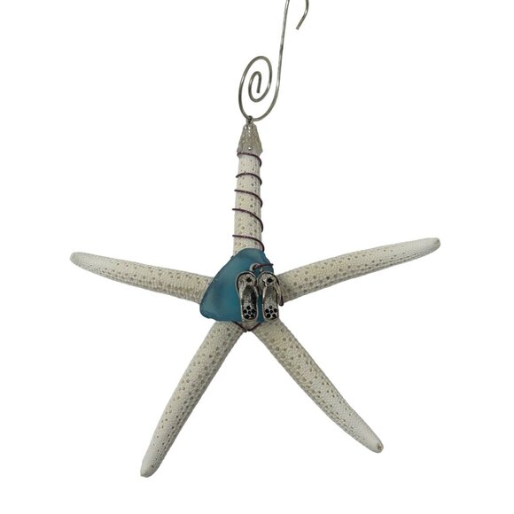 Handcrafted Ornament or Suncatcher - Wire‎ Wrapped Starfish with Sea Glass - Picture 1 of 4